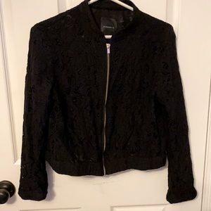 Lace cropped bomber jacket